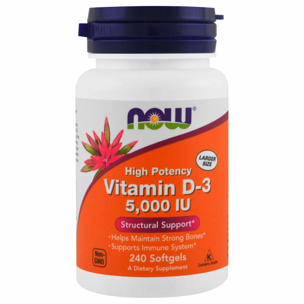 Вітамін Now Foods Вітамін D-3 5000IU, 240 желатинових капсул (NOW-00373) - зображення 1
