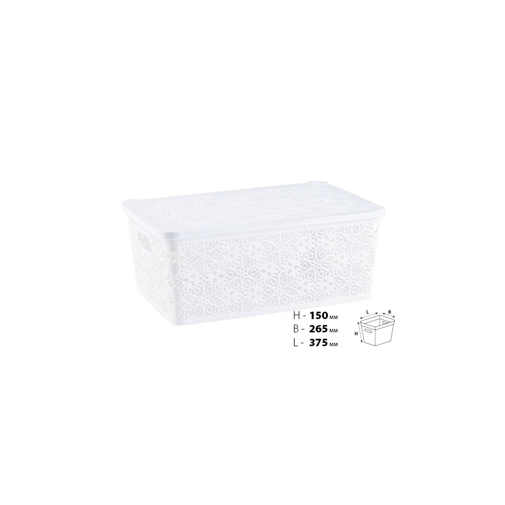 Кошик для зберігання Violet House 0404 №2 Ажур з кришкою White 14 л (0404 №2 Ажур W з/кр. 14 л) - зображення 2