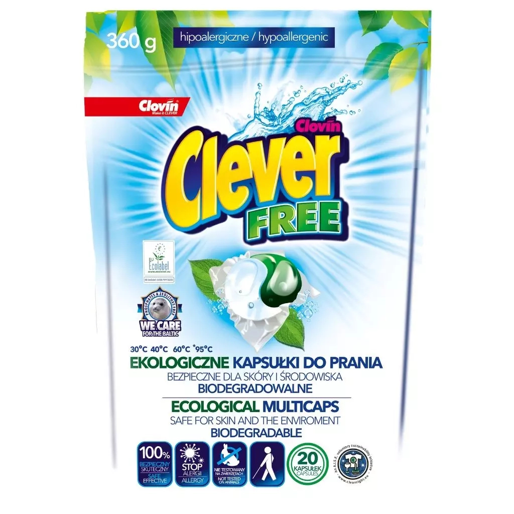 Капсули для прання Clever Free Duo Caps 20 шт. (5900308778715) - зображення 1
