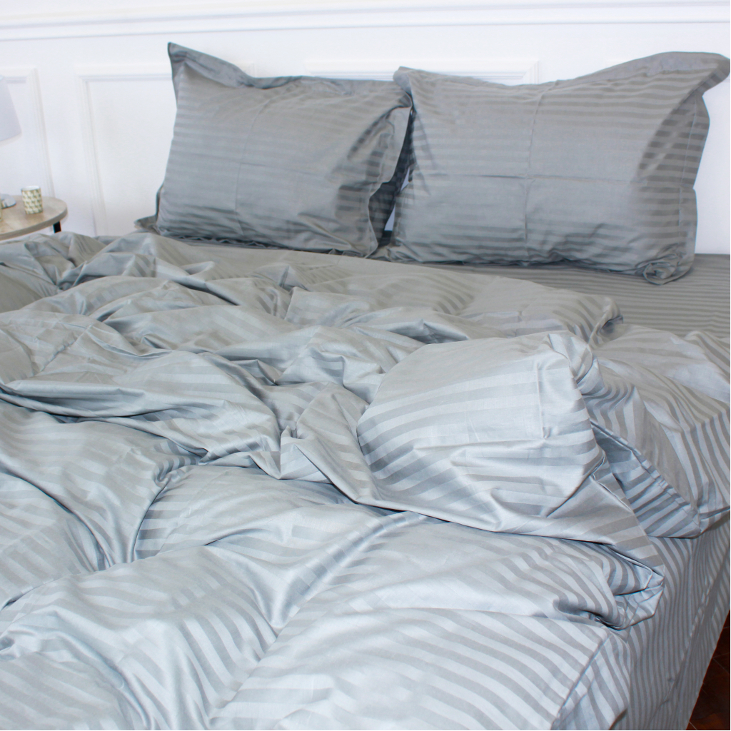 Постільна білизна MirSon Satin Stripe 30-0010 Light Gray 220х240 King Size (2200005251157) - зображення 2