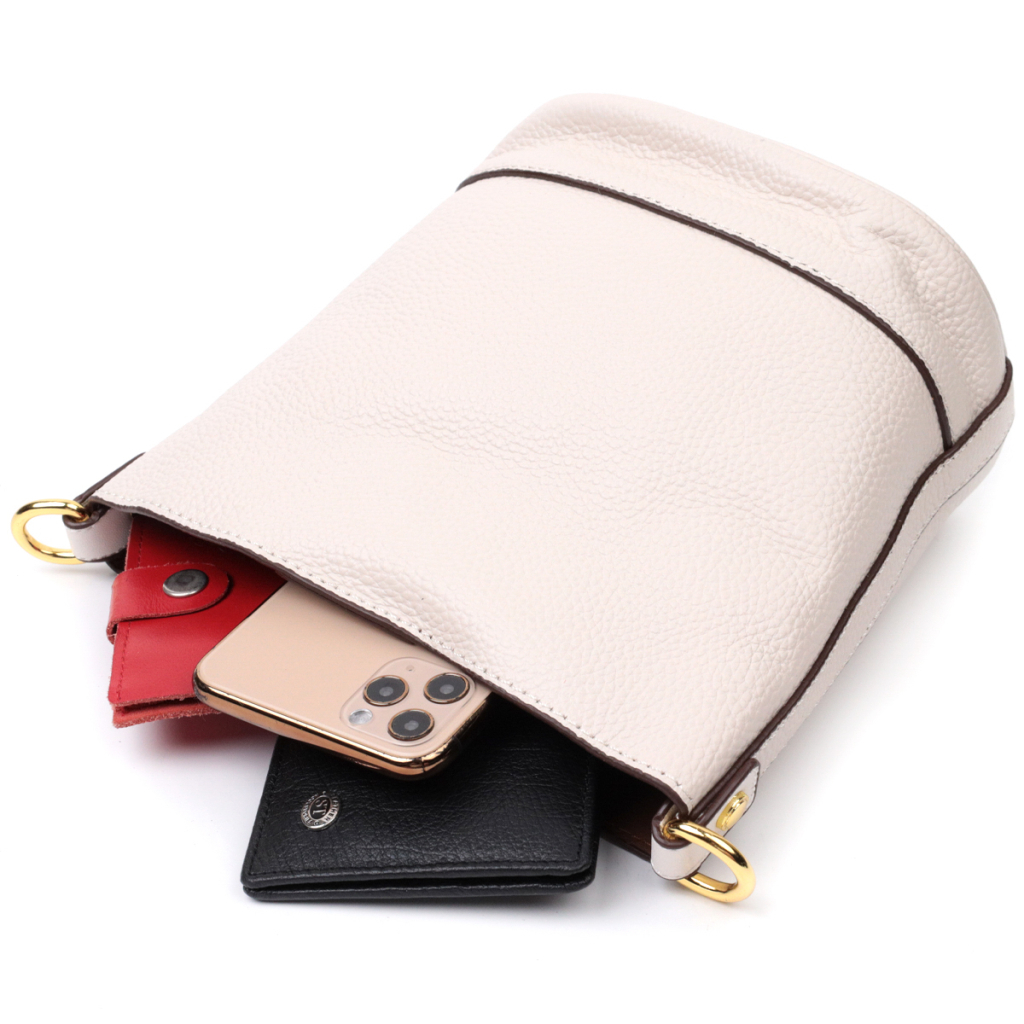 Сумка Vintage Компактна жіноча з автономною косметичкою всередині з натуральної шкіри Біла (22365) - зображення 8