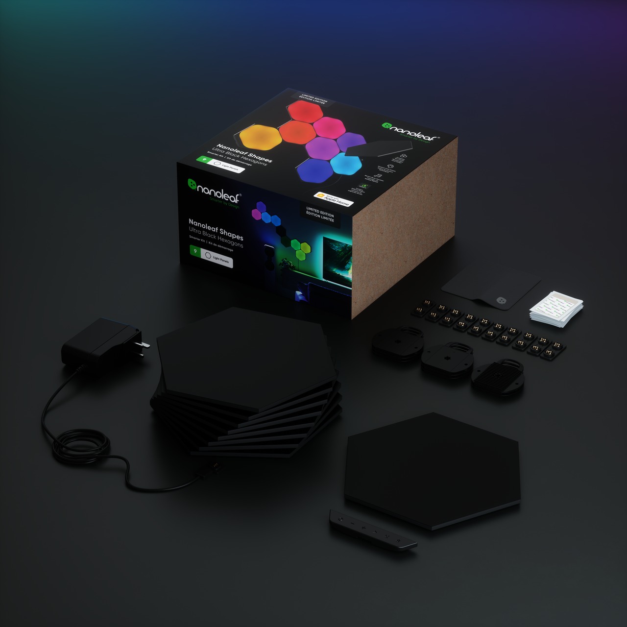 Розумна система освітлення Nanoleaf Shapes Ultra Black Hexagons Starter Kit, Apple HomeKit, 9 шт. (NL42-0102HX-9PK) - зображення 6