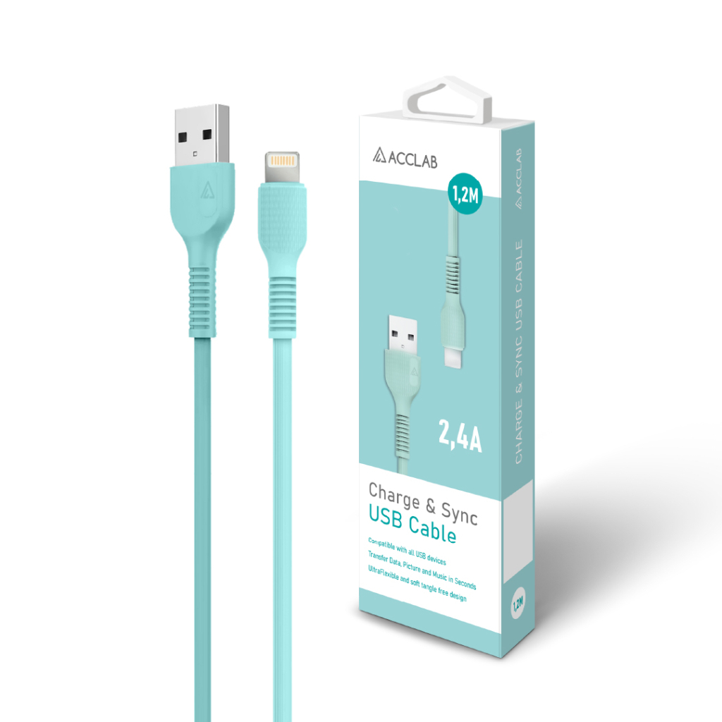 Дата кабель USB 2.0 AM to Lightning 1.2m AL-CBCOLOR-L1MT Mint ACCLAB (1283126518195) - зображення 6