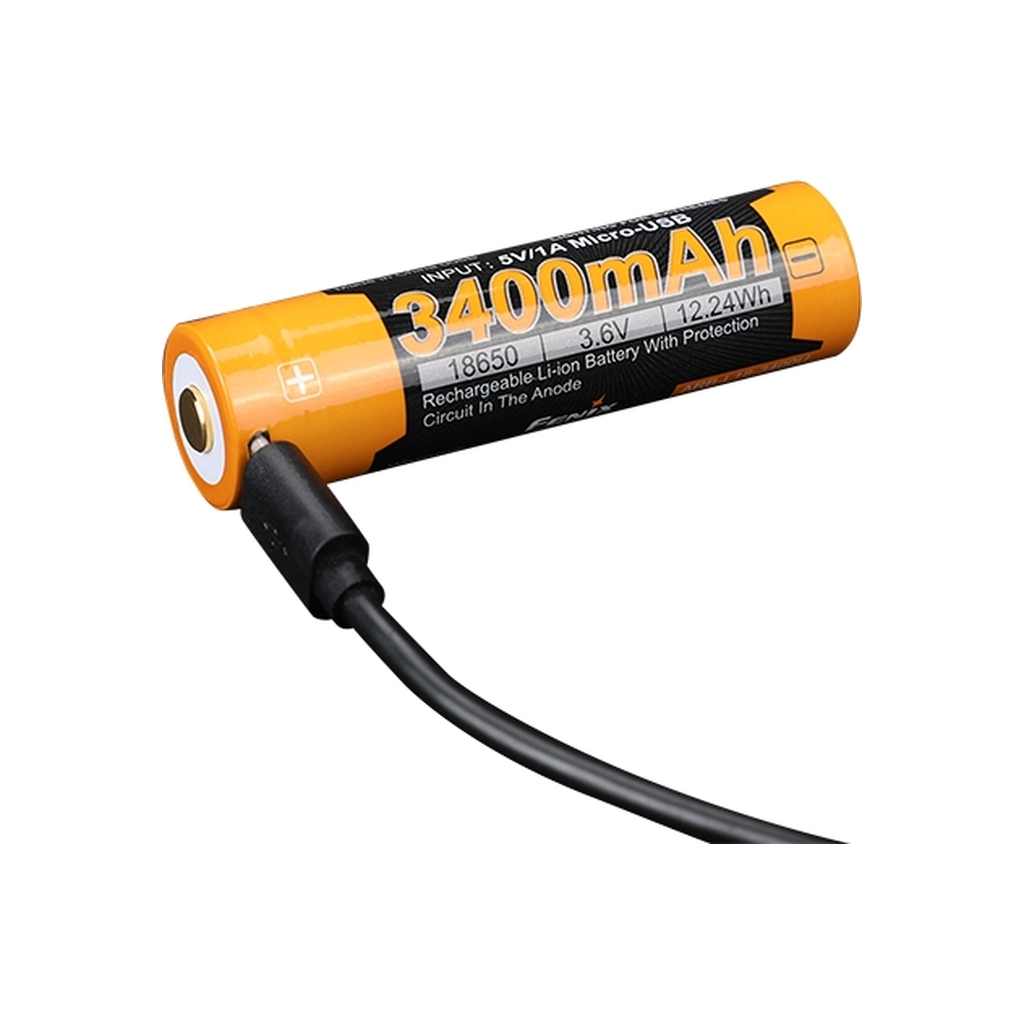 Акумулятор Fenix 18650 3400 mAh micro usb зарядка (ARB-L18-3400U) - зображення 1