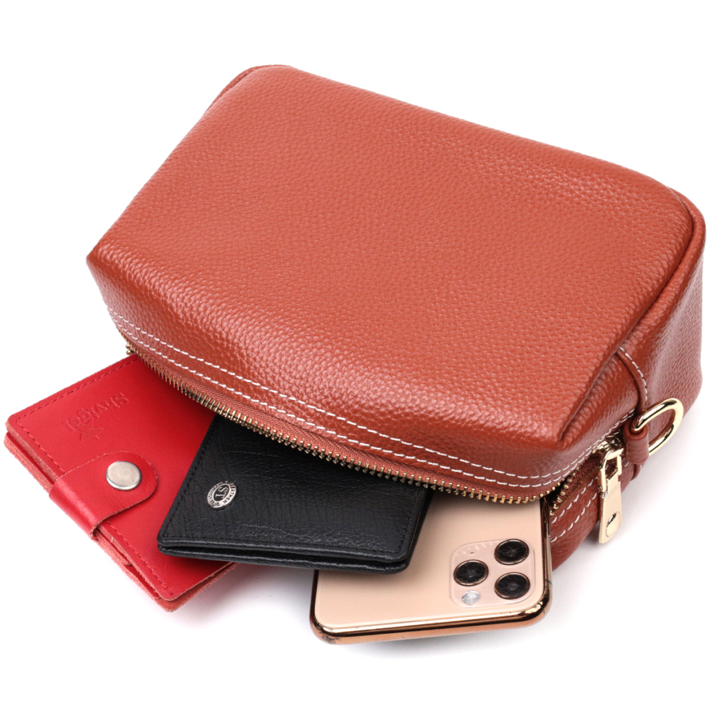 Сумка Vintage Жіноча з двома ременями з натуральної шкіри Коричнева (22273) - зображення 7