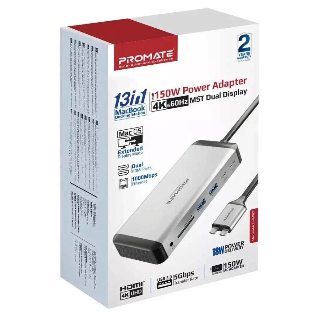 Концентратор Promate USB Hub 13 ports versahub-mst.grey (versahub-mst.grey) - зображення 2