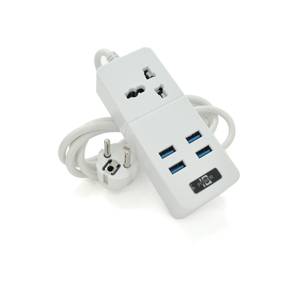 Мережевий фільтр живлення Voltronic TВ-Т06, 1роз, 4*USB White (ТВ-Т06-White) - зображення 1