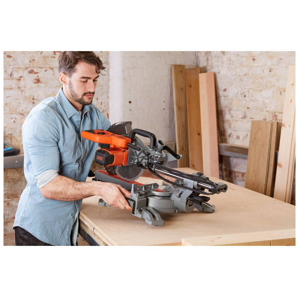 Торцювальна пила Black&Decker 2100 Вт, диск 254х30 мм, 5000 об/хв, XPS, вага 18.5 кг (BES710) - изображение 7