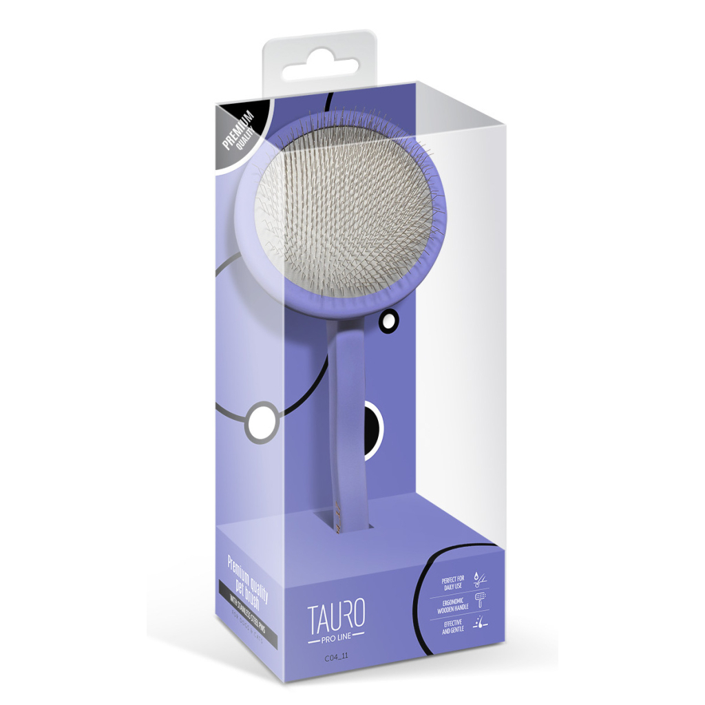 Гребінець для тварин Tauro Pro Line круглий M, зубці 11 мм purple (TPLB63542) - изображение 5