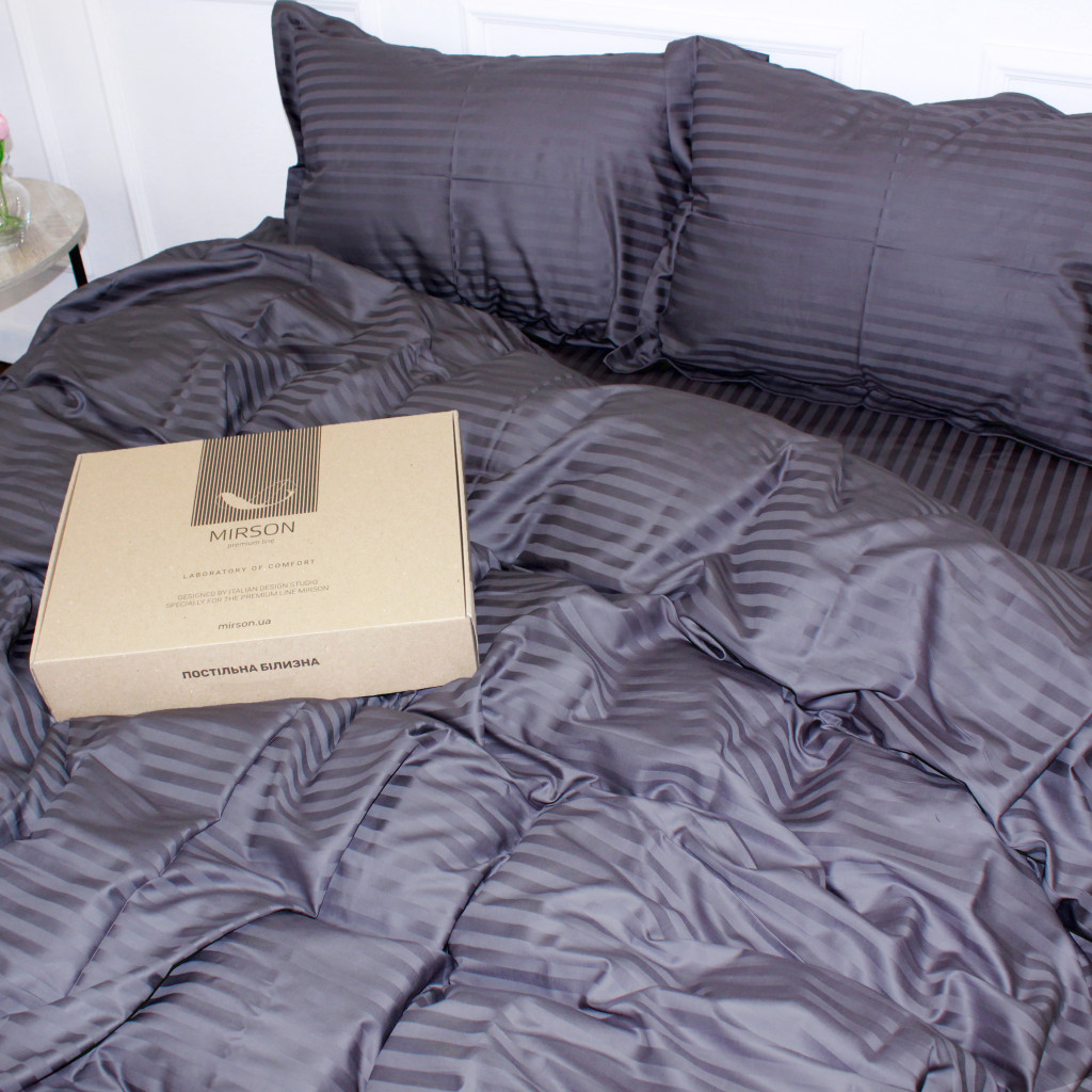 Постільна білизна MirSon Satin 30-0012DarkGray 160х220 Сімейний (2200005252017) - зображення 6