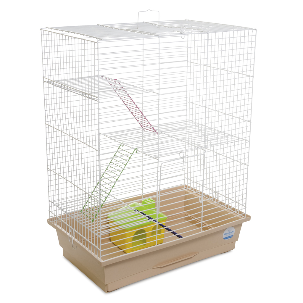 Клітка для гризунів Природа Нюра з будиночком 45x60x29 см біла/бежева (4823082415243) - изображение 1