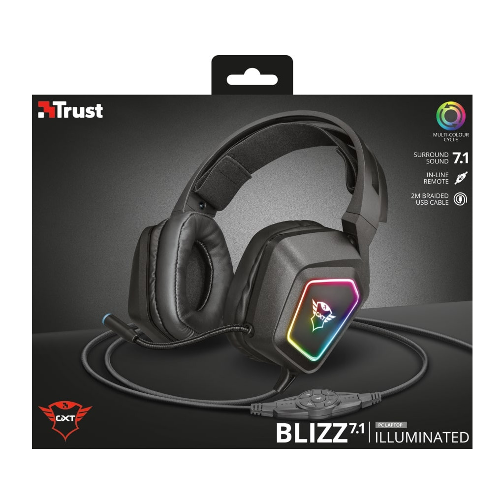 Навушники Trust GXT 450 Blizz RGB 7.1 Surround Gaming Headset RGB BLACK (23191) - зображення 9