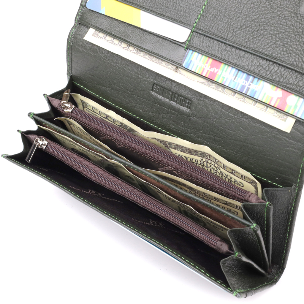 Гаманець ST Leather З натуральної шкіри Зелений (23067) - изображение 7