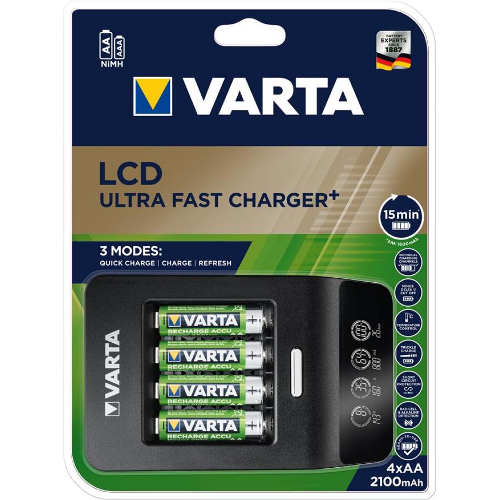 Зарядний пристрій для акумуляторів Varta LCD Ultra Fast Plus Charger +4*AA 2100 mAh (57685101441) - зображення 3
