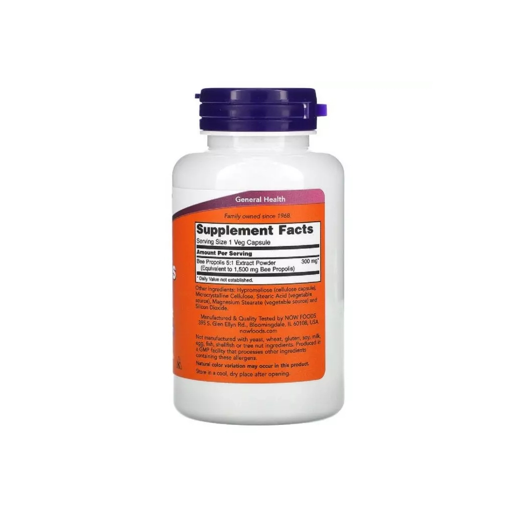 Вітамінно-мінеральний комплекс Now Foods Прополіс 1500, 100 вегетаріанських капсул (NOW-02540) - зображення 2