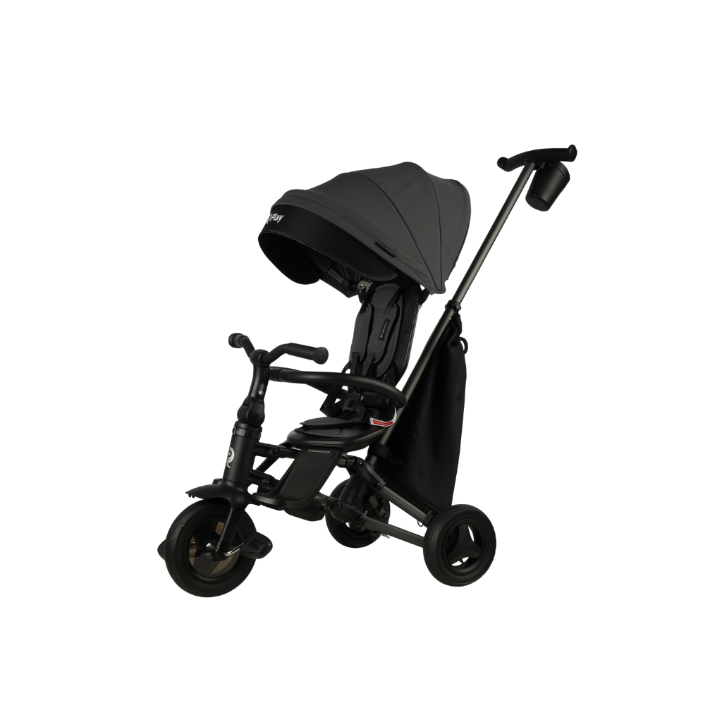Дитячий велосипед QPlay Nova+ Rubber складаний триколісний Ultimate Black (S700-17Nova+RubberUB) - зображення 1