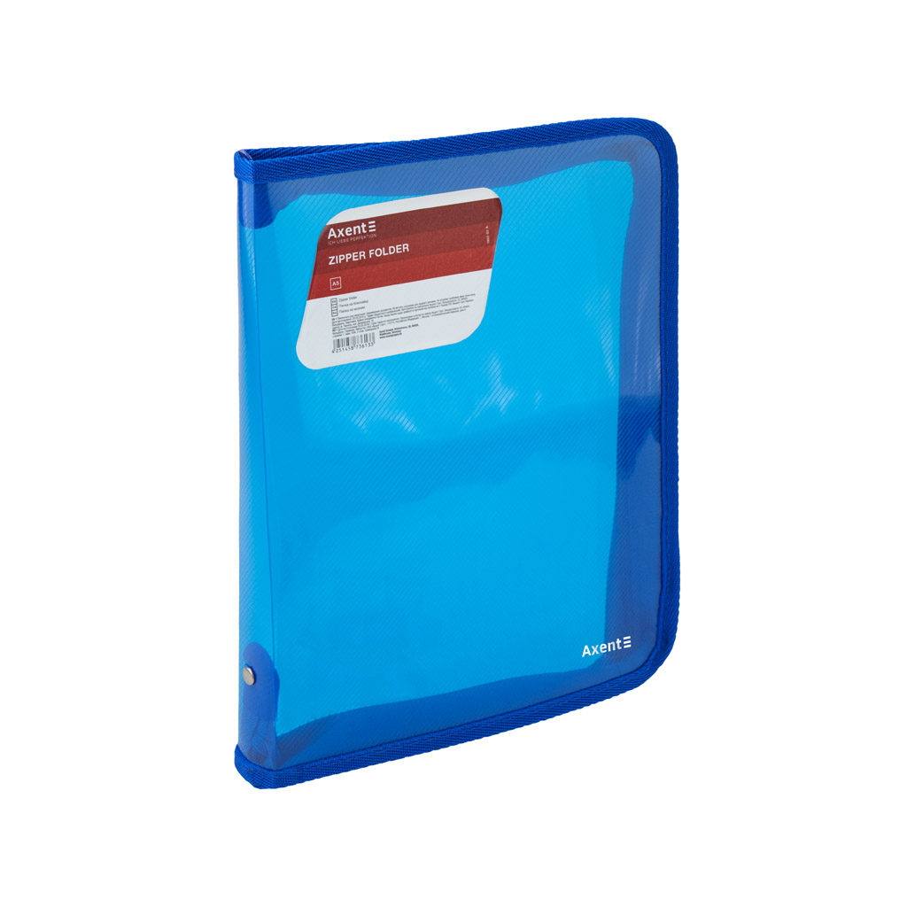 Папка на блискавці Axent об'ємна B5 550 мкм Прозора Синя (1802-22-A) - зображення 1