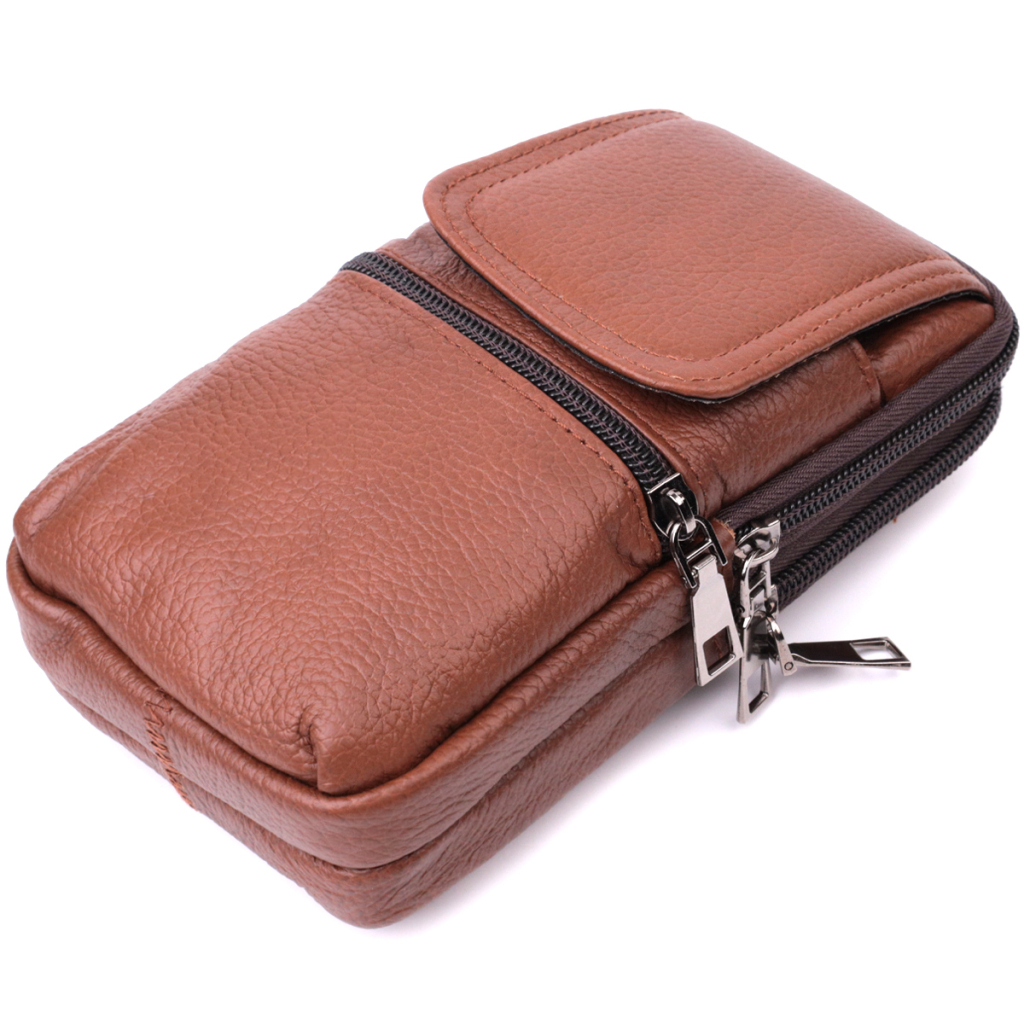 Сумка Vintage На пояс шкіряна Світло-коричнева (22565) - зображення 3