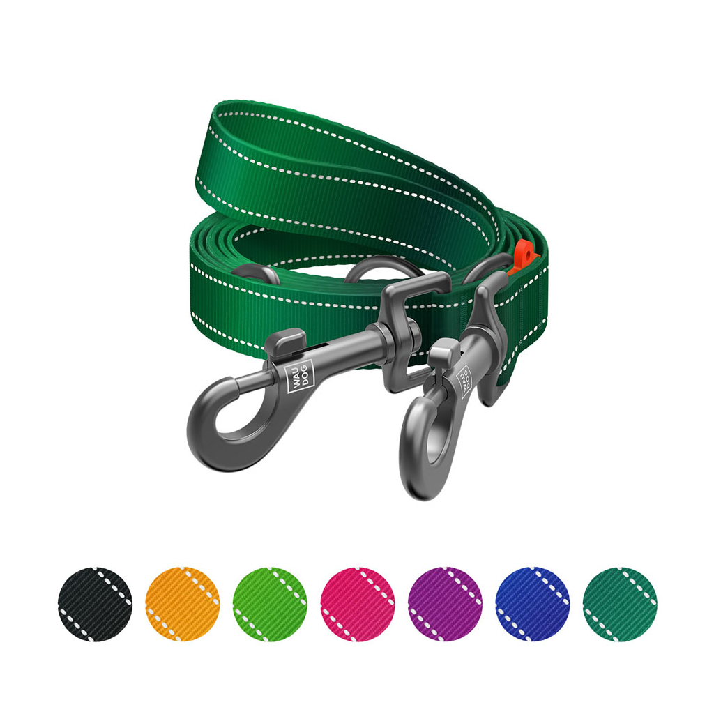 Повідець для собак WAUDOG Nylon Mono світловідбивний М зелений (464818) - зображення 4