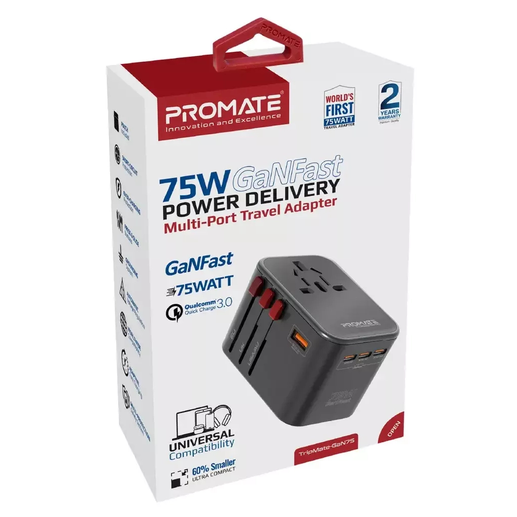 Зарядний пристрій Promate tripmate-gan75 - зображення 2