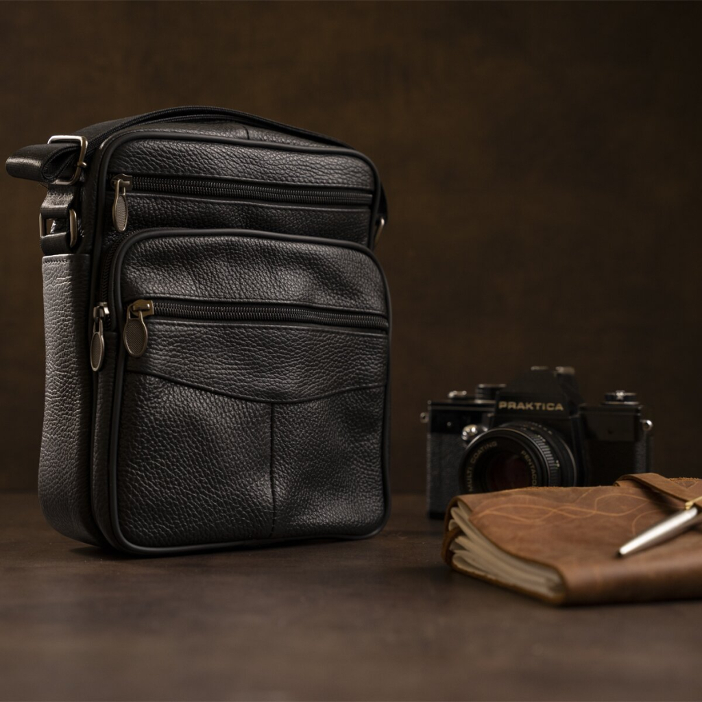 Сумка Vintage На одне відділення зерниста Чорна (20203) - зображення 11