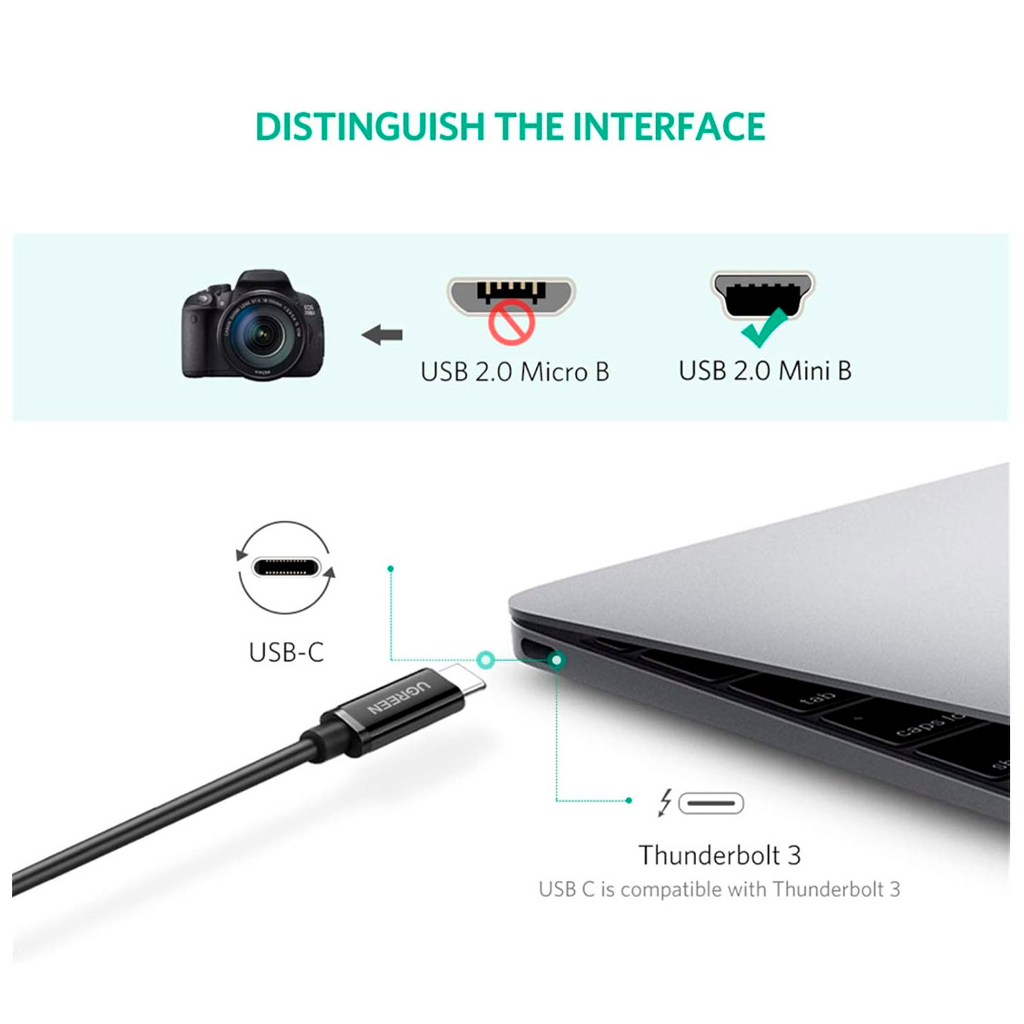 Дата кабель USB-C 2.0 AM to Mini 5P 1.0m US242 black Ugreen (50445) - зображення 4