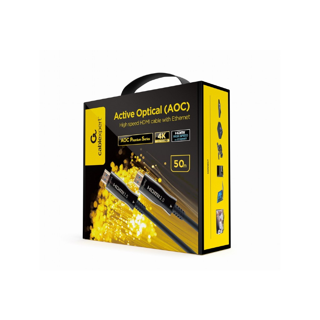 Кабель мультимедійний HDMI to HDMI 50.0m V.2.0 4K 60Hz AOC Cablexpert (CCBP-HDMI-AOC-50M-02) - зображення 2