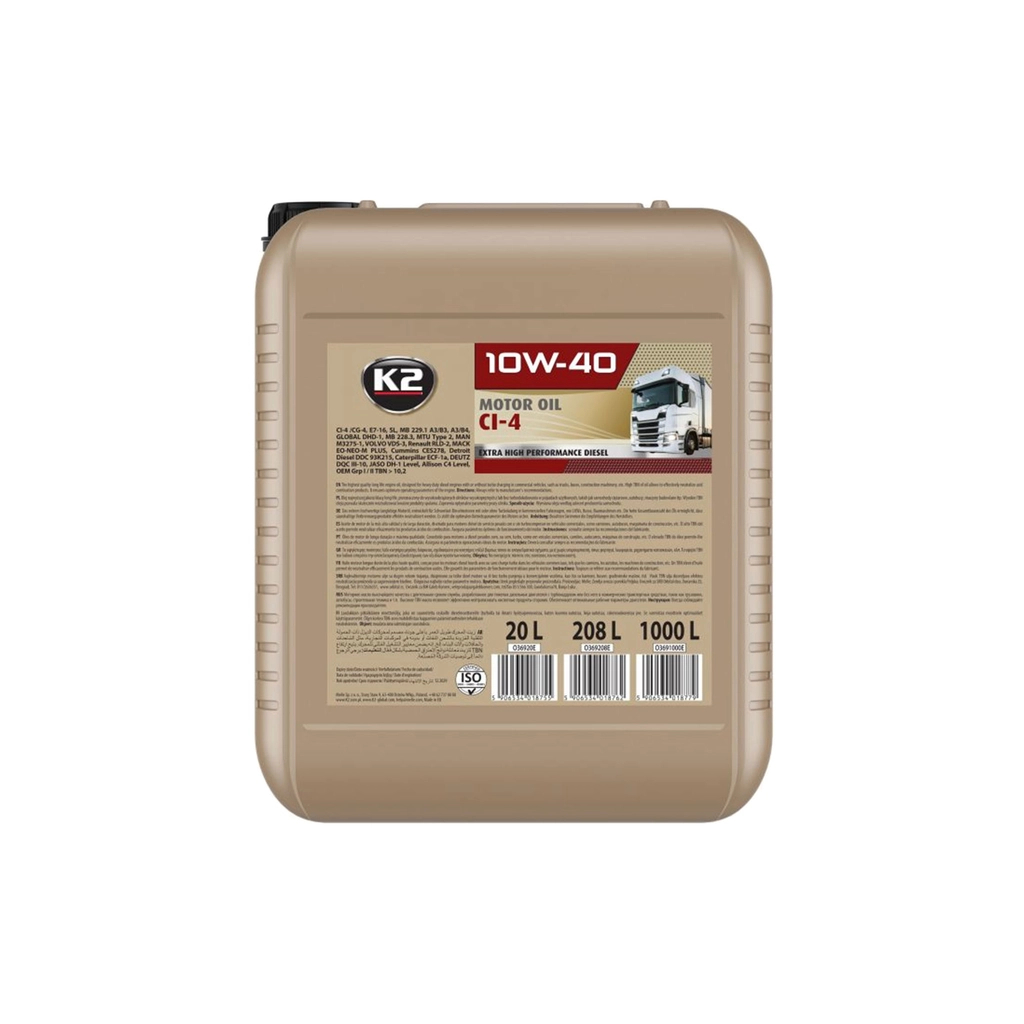 Моторна олива K2 MOTOR OIL 10W-40 CI-4 20 л (O36920E) - зображення 1