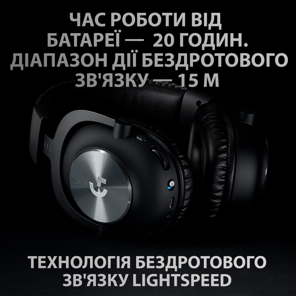 Навушники Logitech G PRO X Wireless Lightspeed Black (981-000907) - зображення 3