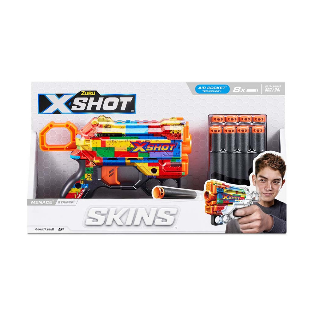 Іграшкова зброя Zuru X-Shot Швидкострільний бластер Skins Menace Striper (8 патронів) (36515N) - зображення 4