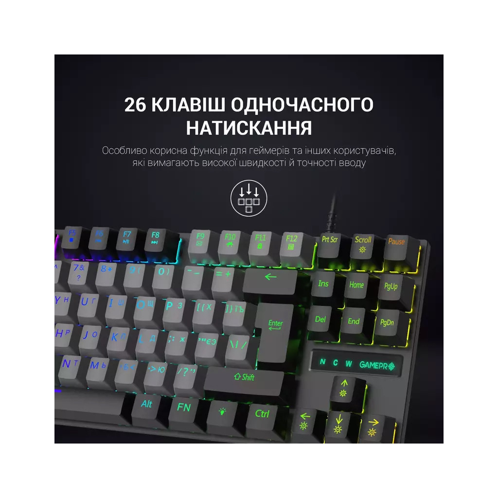Клавіатура GamePro MK100B Blue Switch LED USB Black (MK100B) - зображення 9