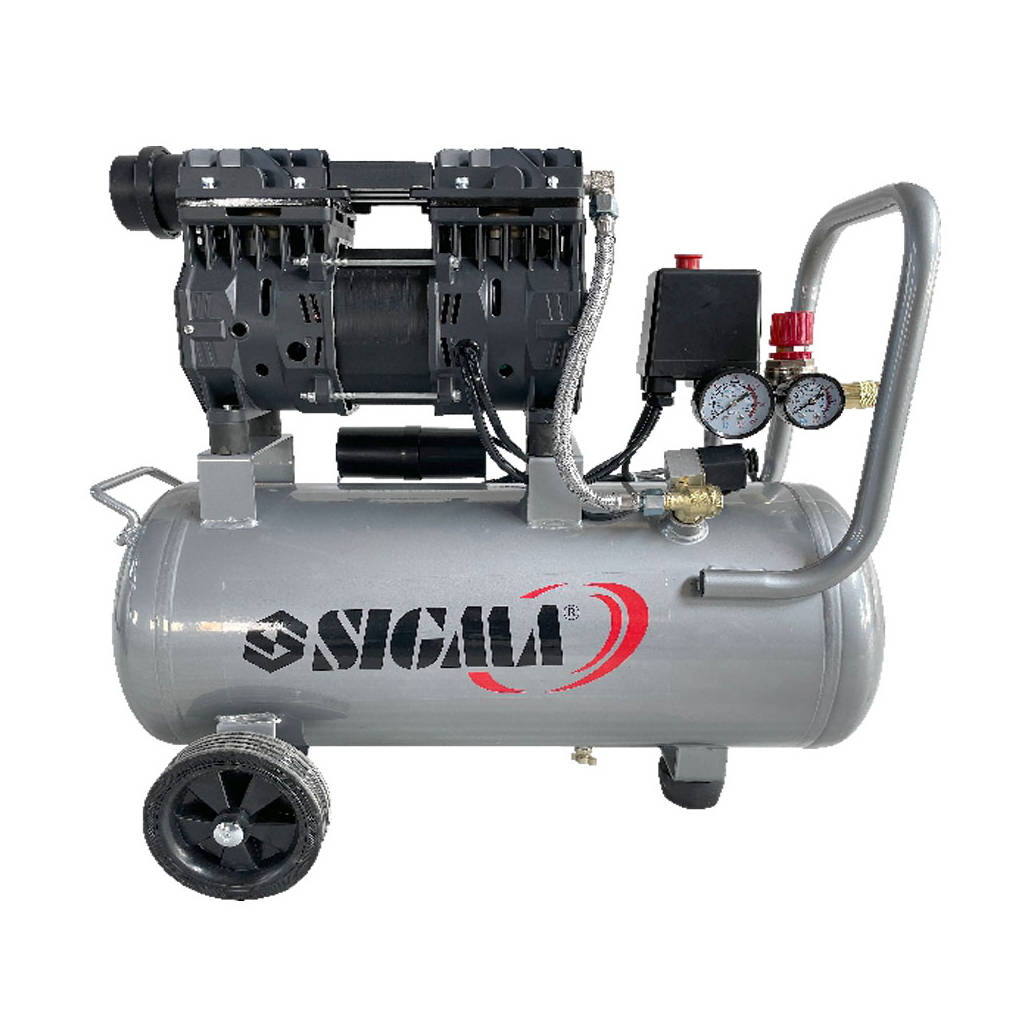 Компресор Sigma двоциліндровий безмасляний 1.1кВт 1400об/хв 160л/хв 8бар 24л (7042521) - зображення 1
