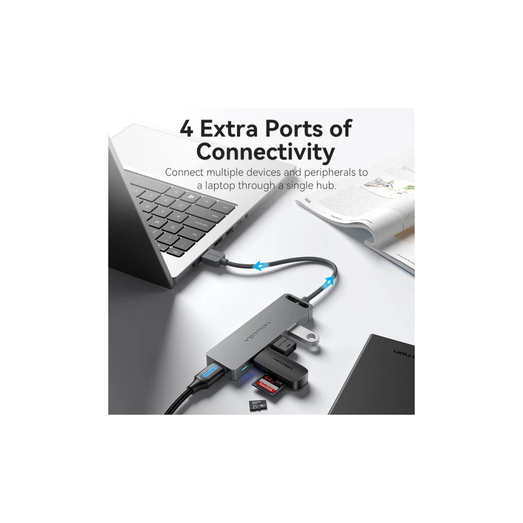 Концентратор VENTION USB 3.0 to 4xUSB 3.0 black (CHLBB-SCB) - зображення 5