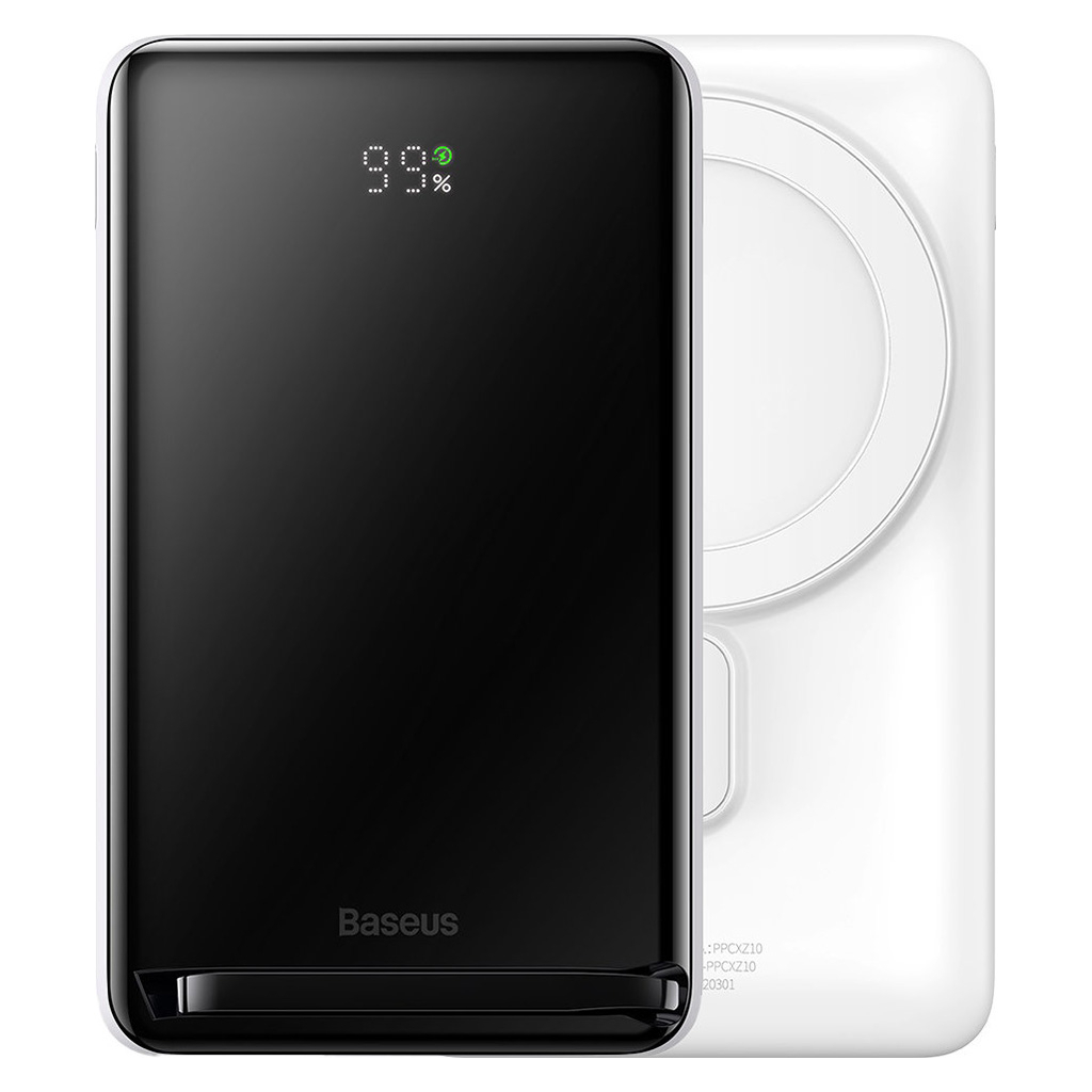 Батарея універсальна Baseus Magnetic Bracket 10000mAh 20W, White (PPCXZ10) (PPCX000002) - зображення 1