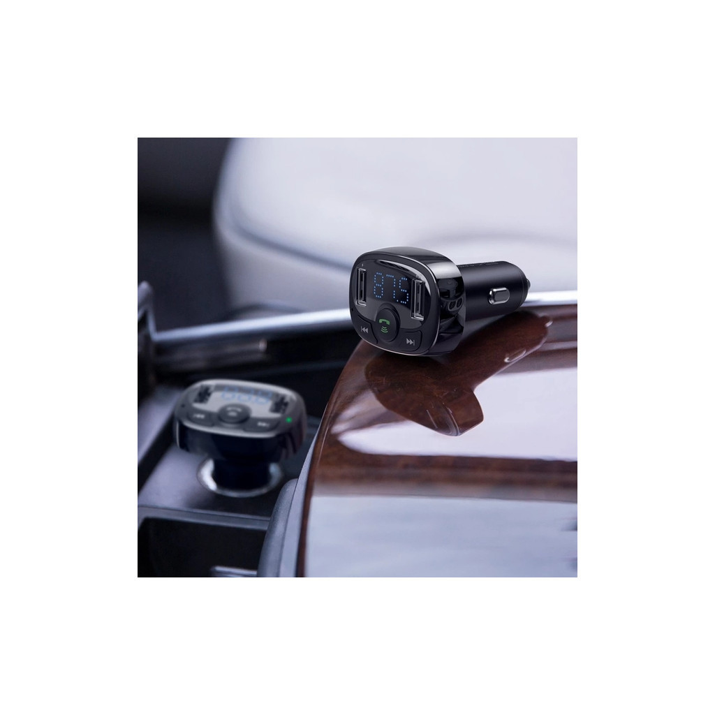 FM модулятор Baseus T Shaped S-09A 2 х USB Type-A, microSD Black (CCMT000001) - изображение 7