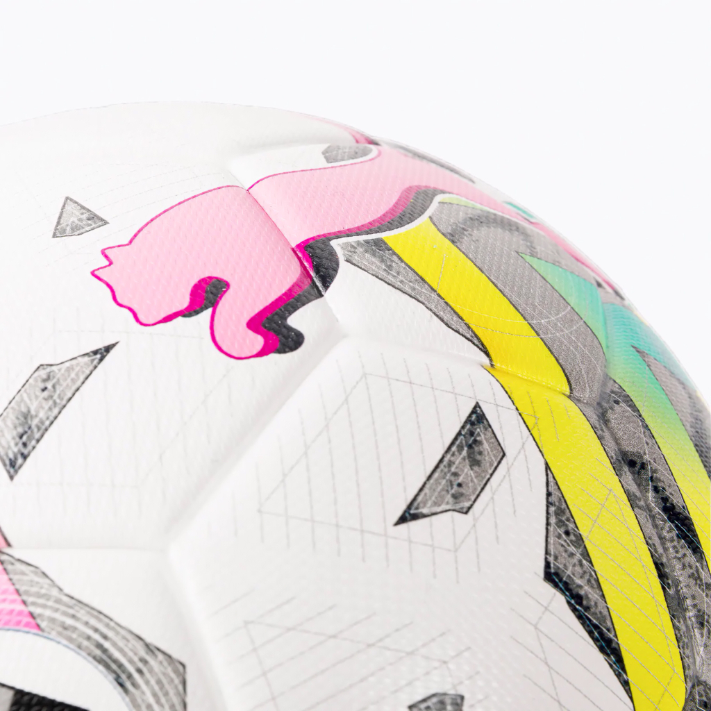 М'яч футбольний Puma Orbita 3 TB (FIFA Quality) 083777-01 білий, жовтий, рожевий, зелений 4 (4065449744270) - зображення 3