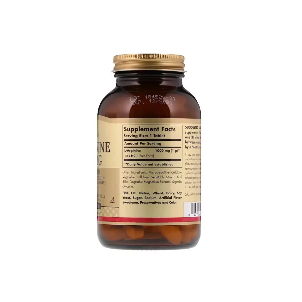 Амінокислота Solgar L-Аргінін, L-Arginine, 1000 мг, 90 таблеток (SOL-00150) - зображення 2