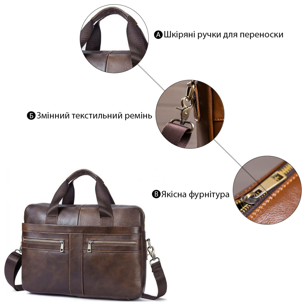 Сумка Vintage Шкіряна Коричнева (14626) - зображення 4