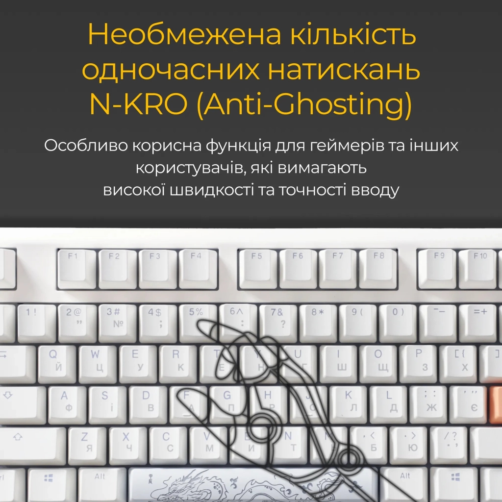 Клавіатура Ducky One 3 TKL Cherry MX Blue RGB UA USB White (DKON2187ST-CUAPXPWWWSC1) - зображення 9