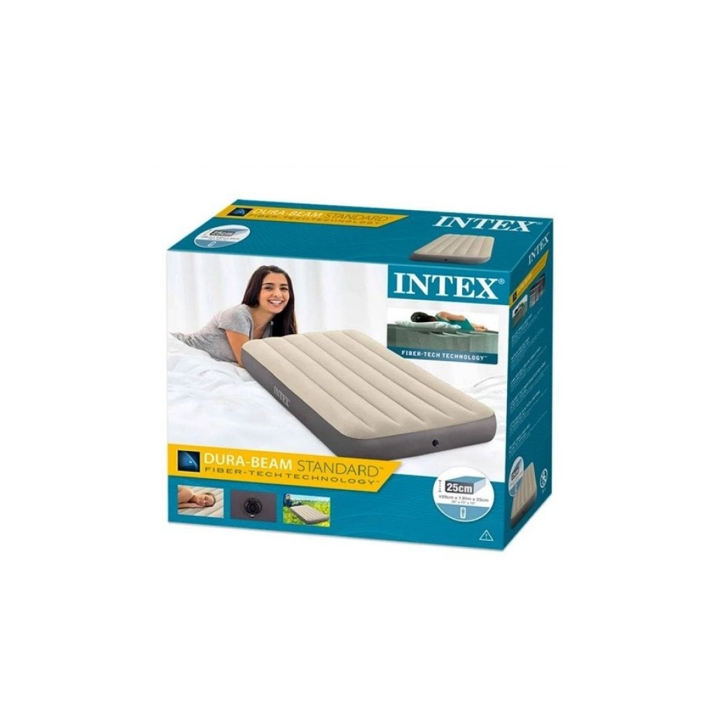 Матрац надувний Intex Dura-Beam велюр 99 x 191 x 25 см Бежевий (Intex 64101) - изображение 5
