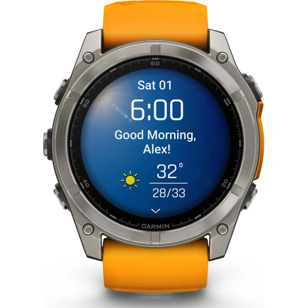 Смарт-годинник Garmin fenix 8 51mm, AMOLED, Saph, Ti/Bare/Grpht, SparkOrg/GrphtBd, (010-02905-11/010-02905-53) - зображення 7