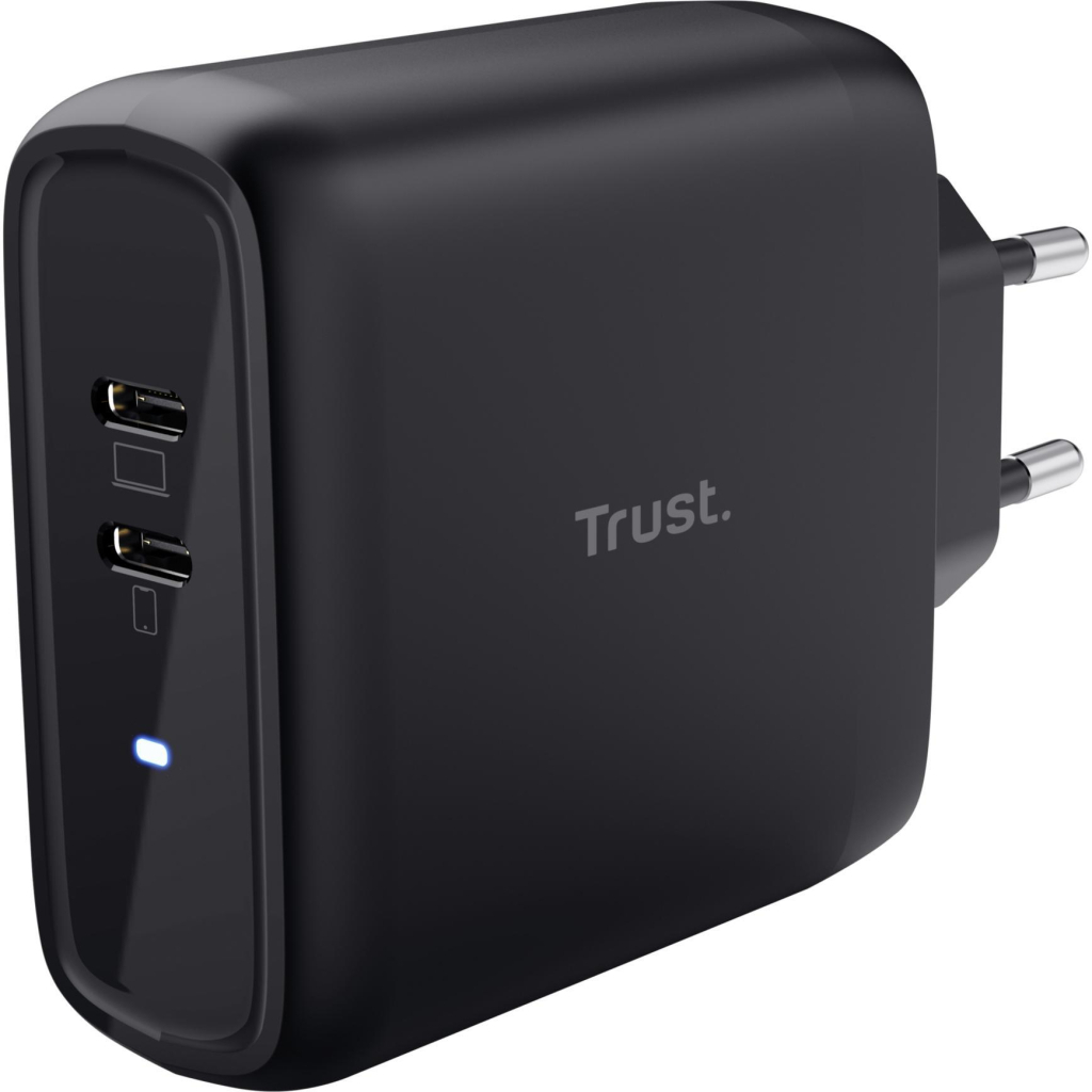 Зарядний пристрій Trust Maxo 65W 2xUSB-C PD black (25380_TRUST) - зображення 1