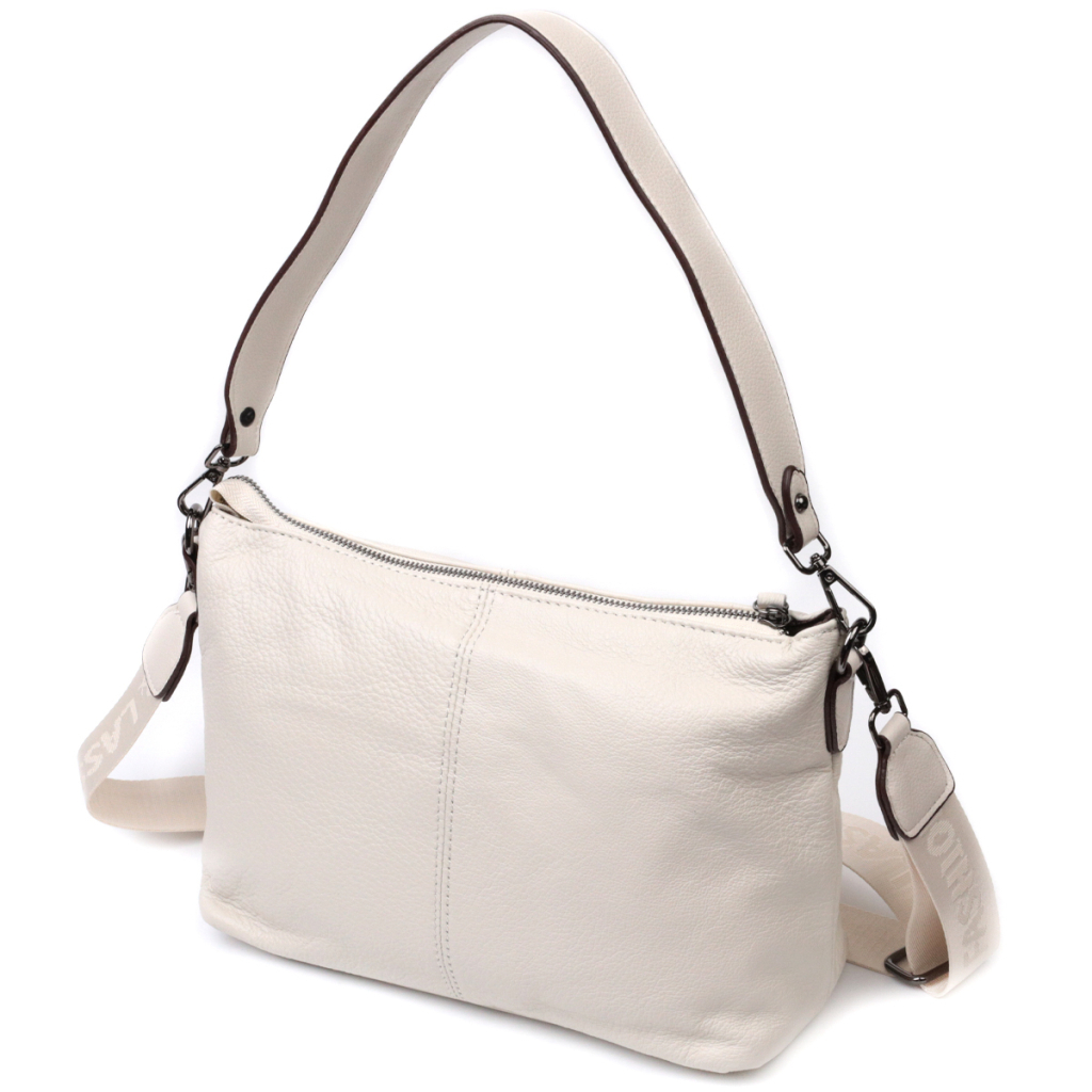 Сумка Vintage Жіноча з двома знімними ременями з натуральної шкіри Біла (22377) - зображення 2