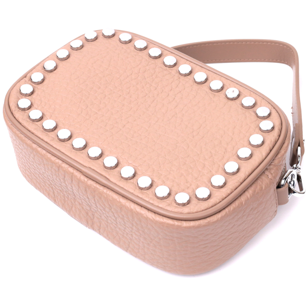 Сумка Vintage Жіноча шкіряна декорована металевими кнопками Бежева (22335) - зображення 5