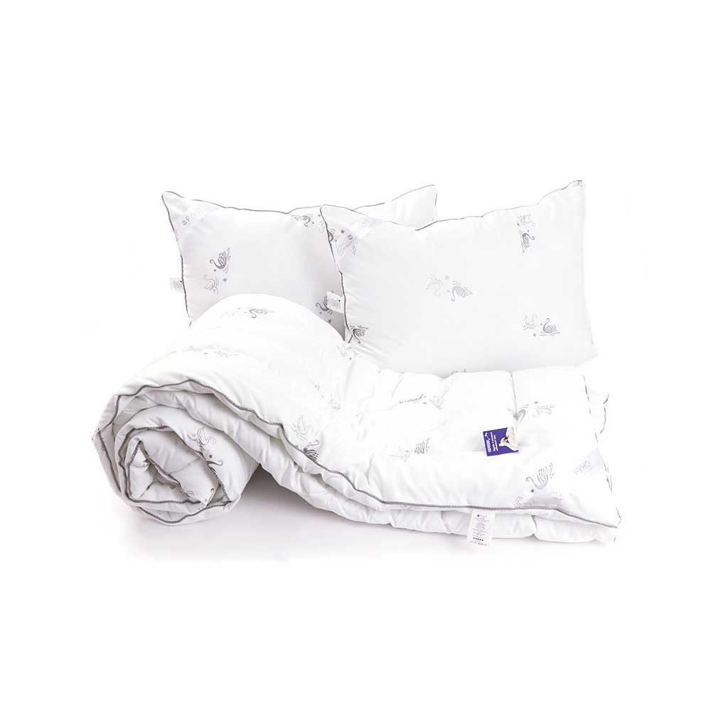 Ковдра Руно набір Ковдра зима зі штучного пуху лебединого Silver Swan 200х220 см із двома подушками 50х70 (925.52_Silver Swan) - зображення 1