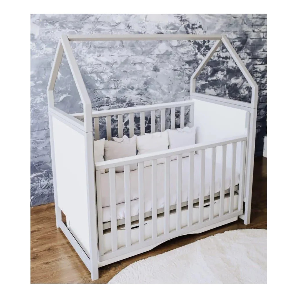 Ліжечко Angelo Будинок (біло-сіре) 120х60 (12004) - зображення 1