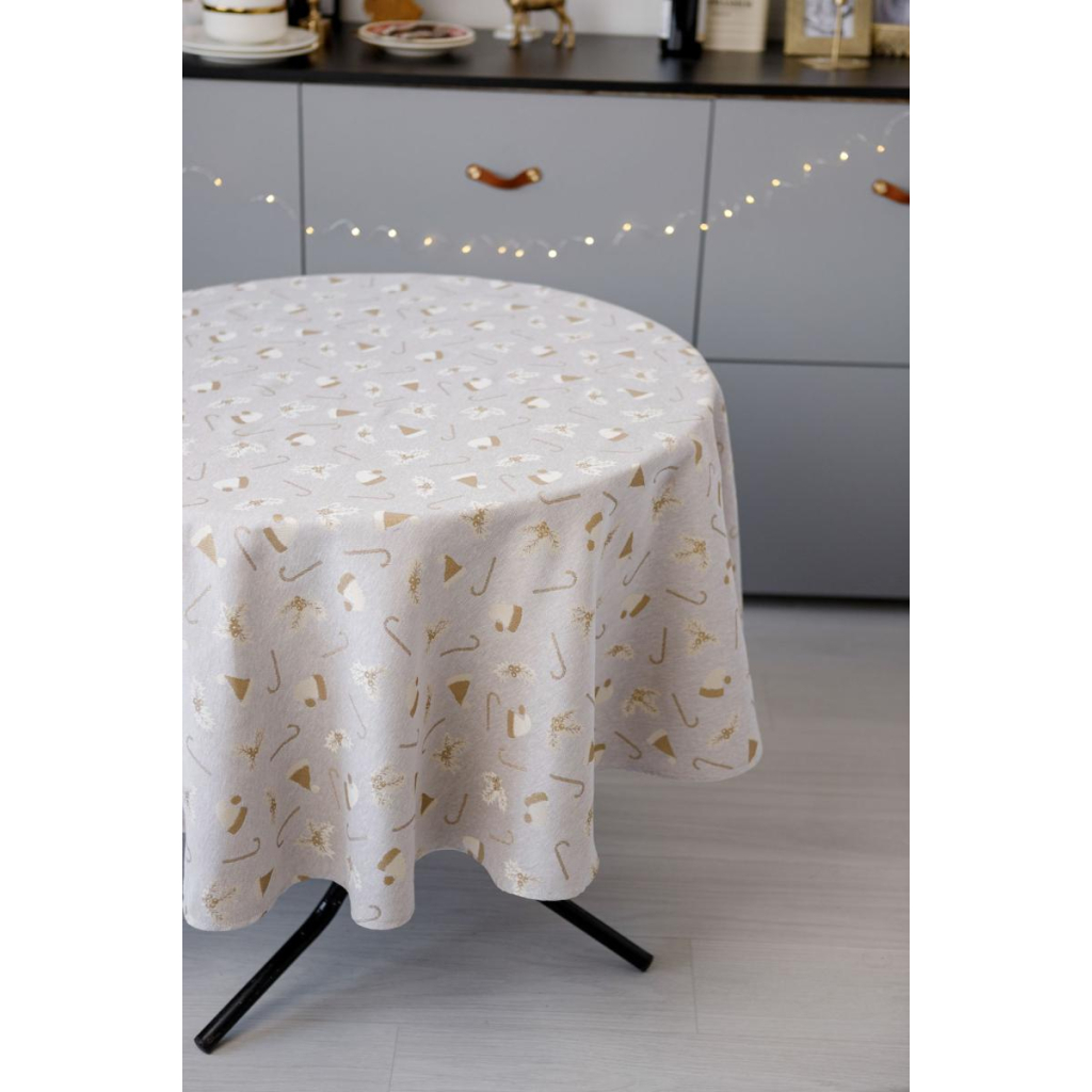 Скатертина Прованс Шапочки на бежевому Dх136 см (036814) - зображення 5