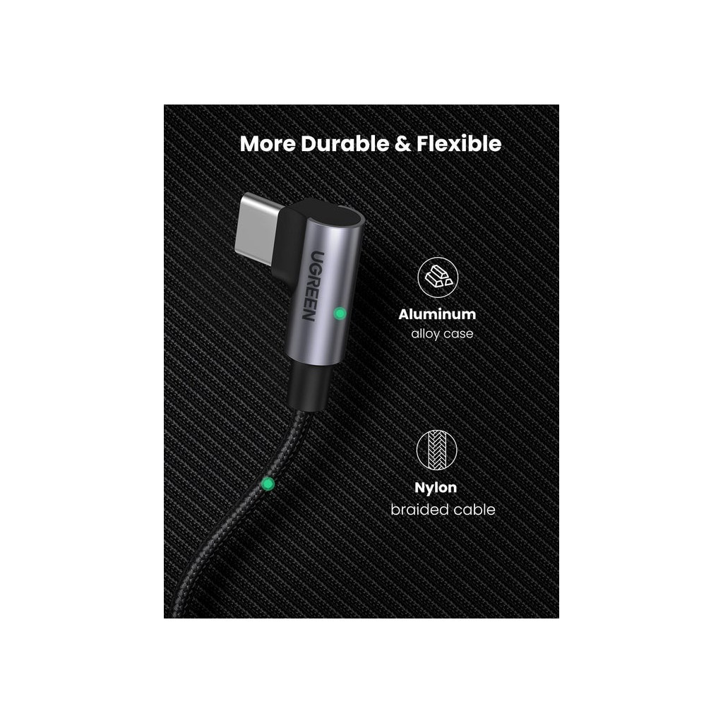 Дата кабель USB-C to USB-C 2.0m 5A 100W US335 90-degree Space Gray Ugreen (70698) - зображення 4