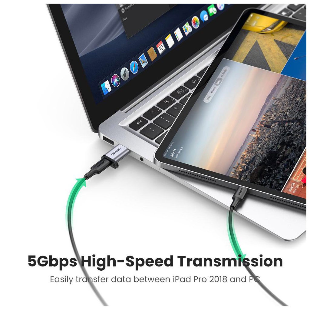 Перехідник USB 3.0 AM to USB-C F gray Ugreen (50533) - зображення 3