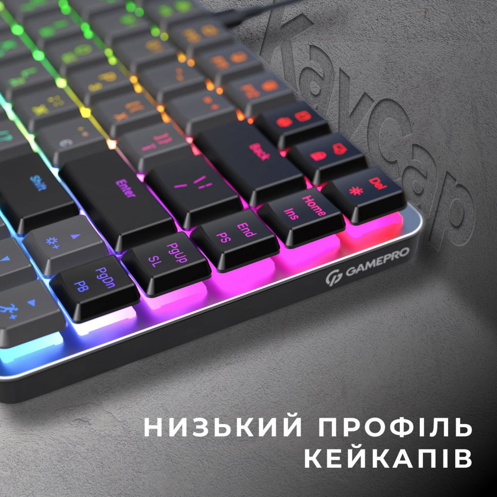 Клавіатура GamePro MK141R Red Swich Low Profile RGB USB Dark Gray (MK141R) - зображення 5